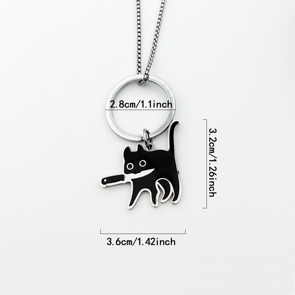 Wholesale Stainless Steel Creative Pocket Knife Cat Cartoon Titanium Steel Necklace